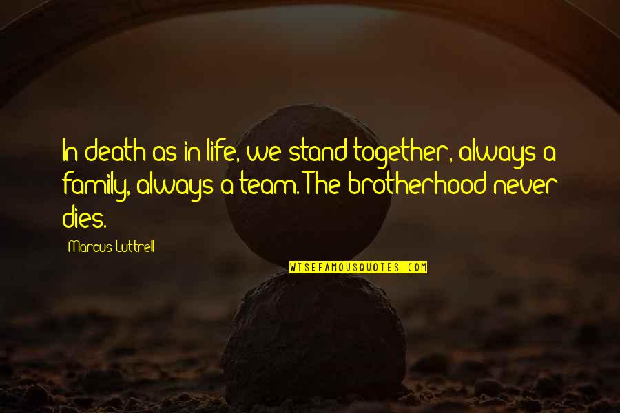 Zarinpal Quotes By Marcus Luttrell: In death as in life, we stand together, Zarinpal Quotes By Marcus Luttrell: In death as in life, we stand together,