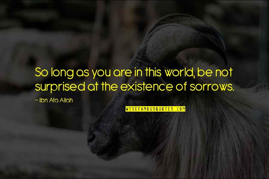 Zarkovich Quotes By Ibn Ata Allah: So long as you are in this world,