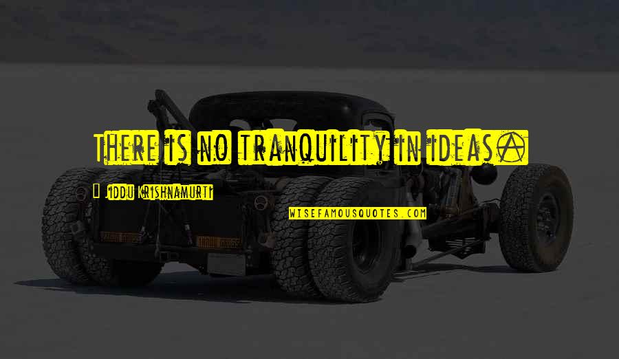 Zavala Voice Quotes By Jiddu Krishnamurti: There is no tranquility in ideas.