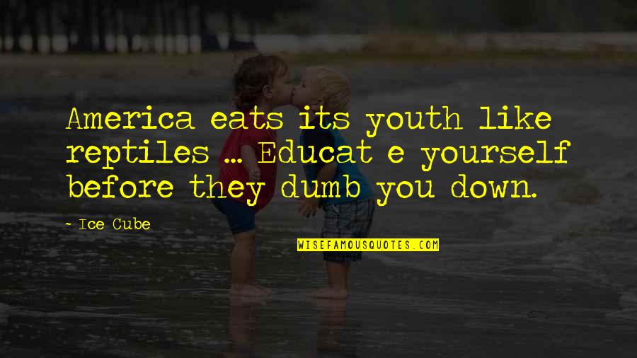 Zawatanio Quotes By Ice Cube: America eats its youth like reptiles ... Educat