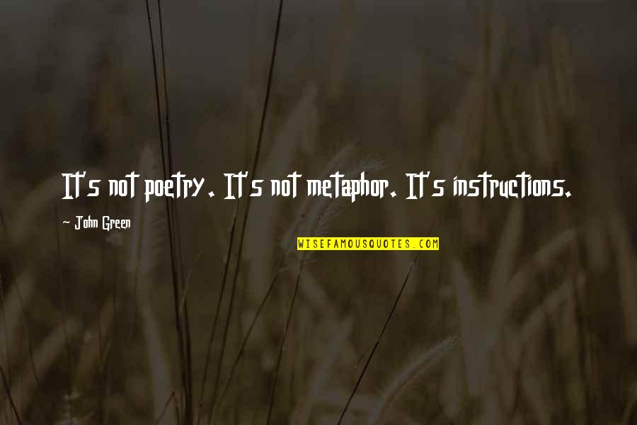 Zawdjouni Quotes By John Green: It's not poetry. It's not metaphor. It's instructions.