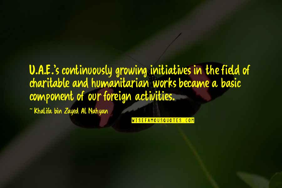 Zayed Quotes By Khalifa Bin Zayed Al Nahyan: U.A.E.'s continuously growing initiatives in the field of