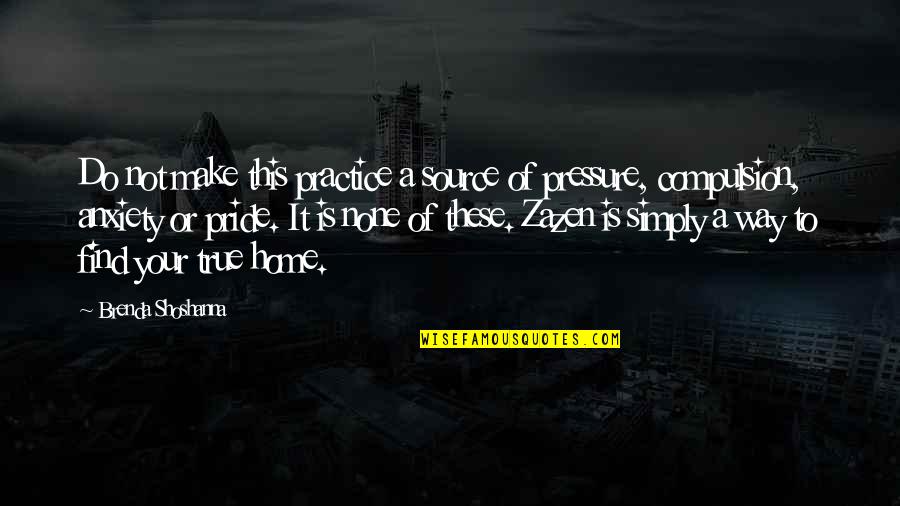 Zazen Quotes By Brenda Shoshanna: Do not make this practice a source of