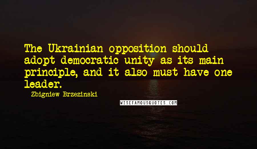 Zbigniew Brzezinski quotes: The Ukrainian opposition should adopt democratic unity as its main principle, and it also must have one leader.