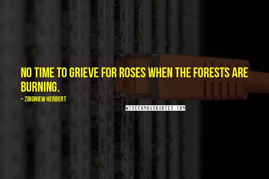 Zbigniew Herbert quotes: No time to grieve for roses when the forests are burning.