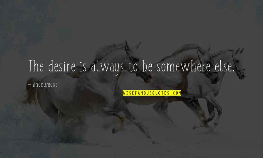 Zecevic Mobile Quotes By Anonymous: The desire is always to be somewhere else.