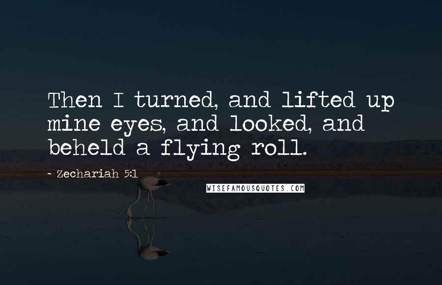 Zechariah 5:1 quotes: Then I turned, and lifted up mine eyes, and looked, and beheld a flying roll.