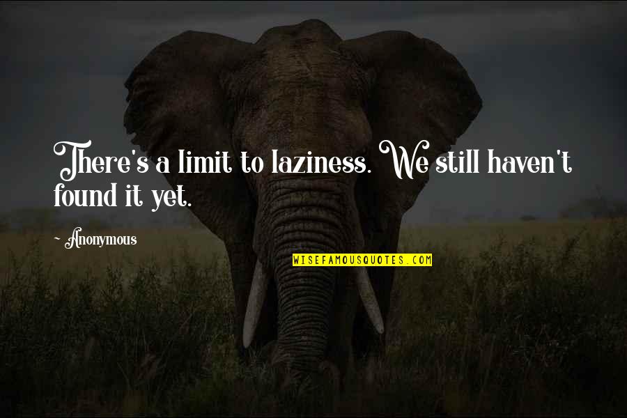 Zechners Nipigon Quotes By Anonymous: There's a limit to laziness. We still haven't
