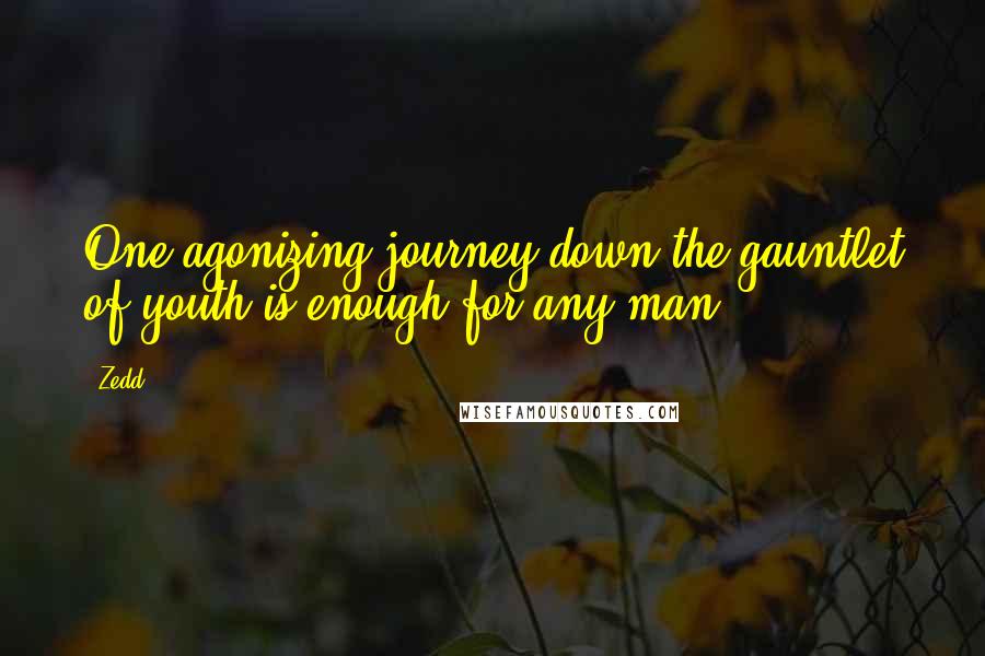 Zedd quotes: One agonizing journey down the gauntlet of youth is enough for any man.