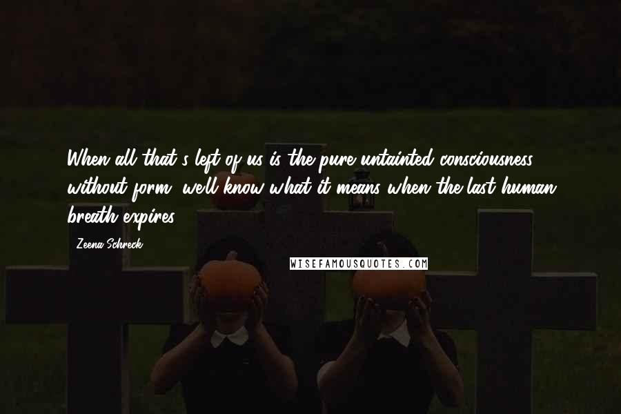 Zeena Schreck quotes: When all that's left of us is the pure untainted consciousness without form, we'll know what it means when the last human breath expires.