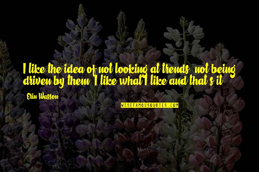 Zeitner Sons Quotes By Erin Wasson: I like the idea of not looking at
