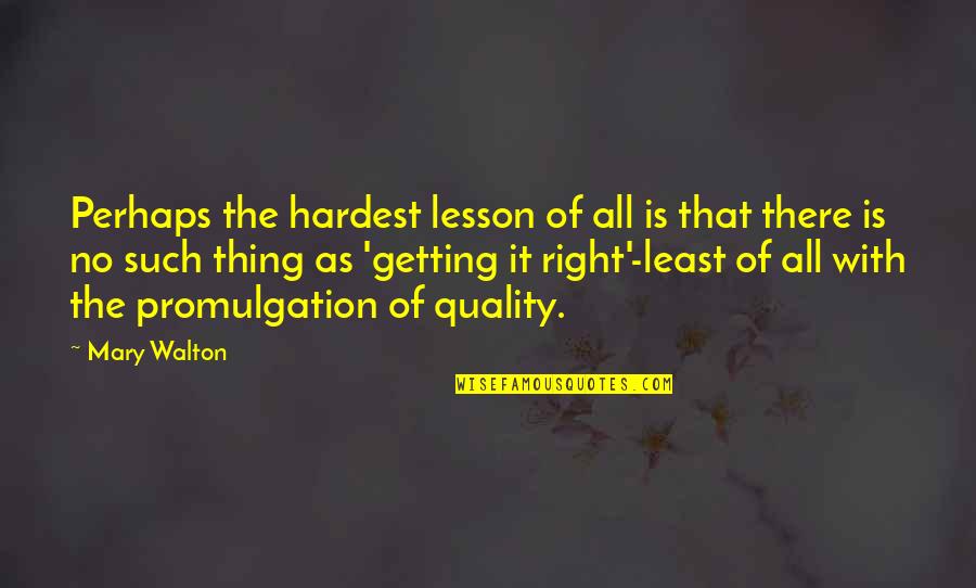 Zelcer Shoes Quotes By Mary Walton: Perhaps the hardest lesson of all is that
