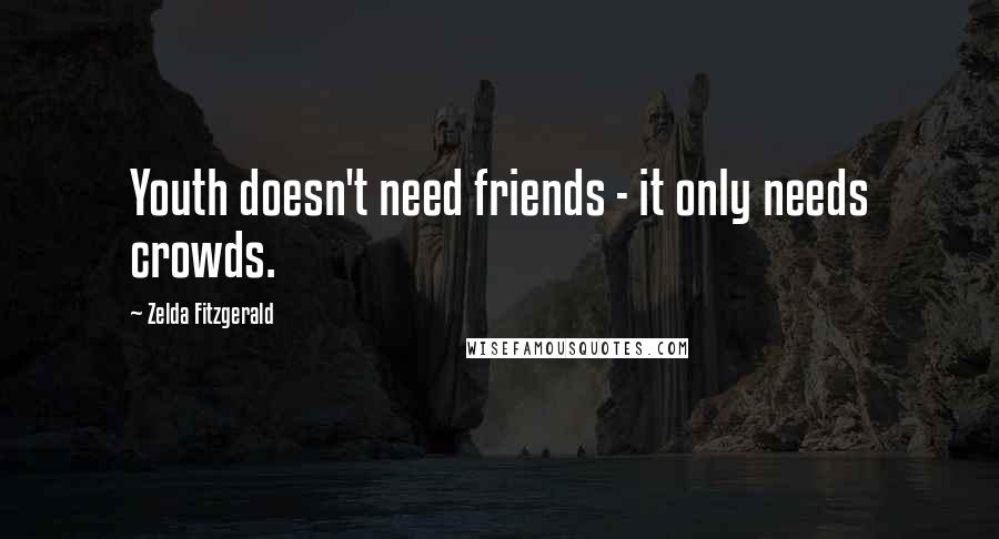 Zelda Fitzgerald quotes: Youth doesn't need friends - it only needs crowds.