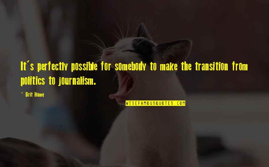 Zelenkov Jitka Quotes By Brit Hume: It's perfectly possible for somebody to make the