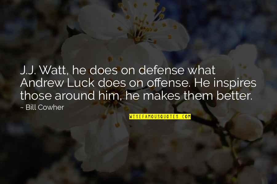 Zelfstandige In Bijberoep Quotes By Bill Cowher: J.J. Watt, he does on defense what Andrew