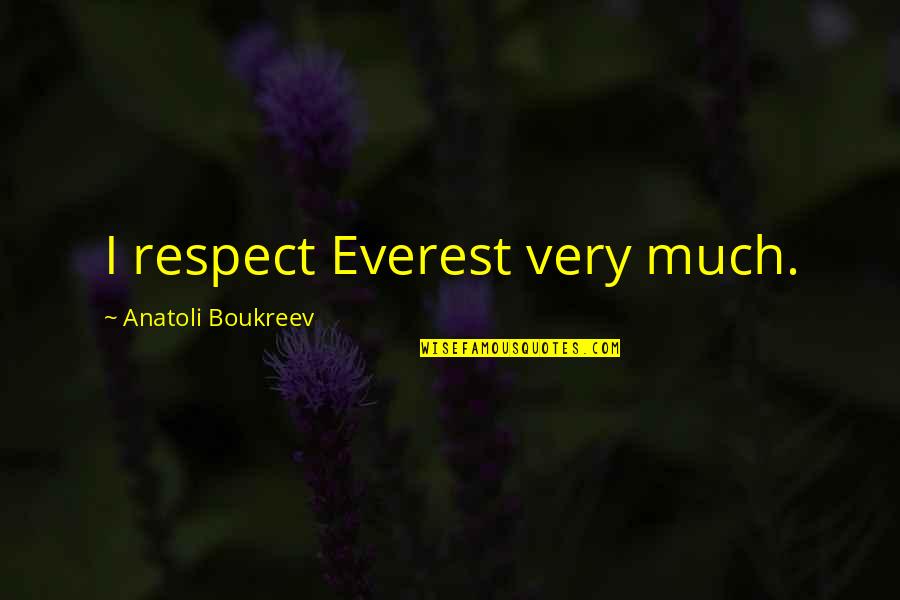Zellers A To Z Quotes By Anatoli Boukreev: I respect Everest very much.