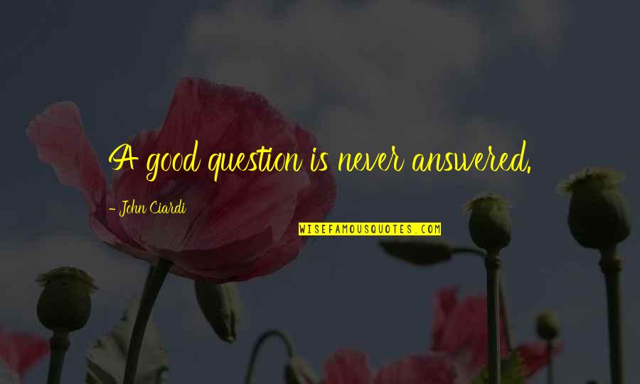 Zemaitis Quotes By John Ciardi: A good question is never answered.