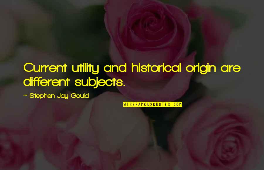 Zemindar Quotes By Stephen Jay Gould: Current utility and historical origin are different subjects.