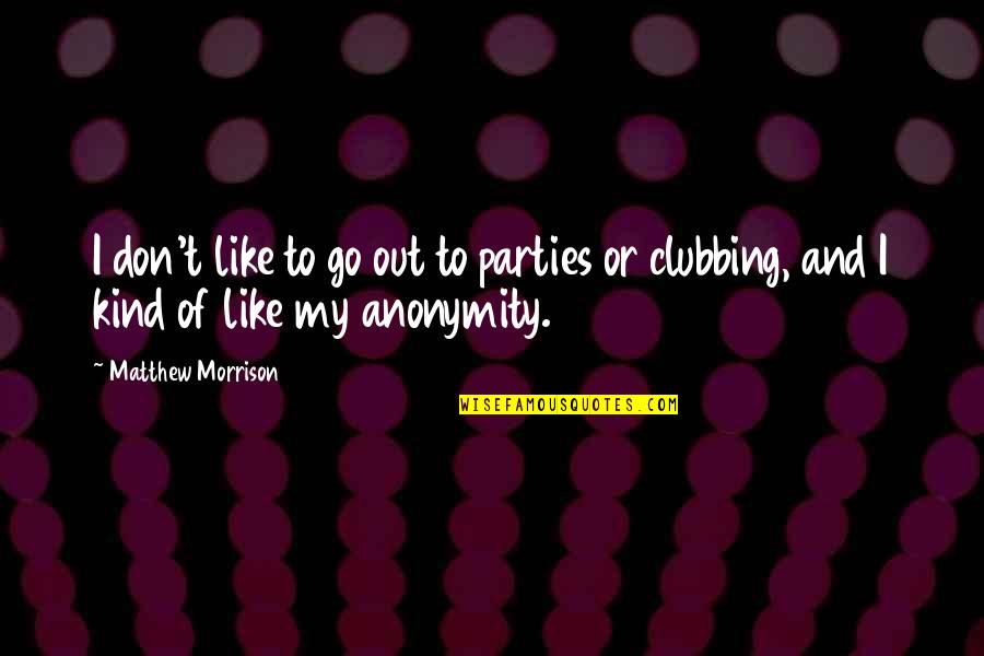 Zenci Ni N Kalin Ve Uzun Yaragi Quotes By Matthew Morrison: I don't like to go out to parties