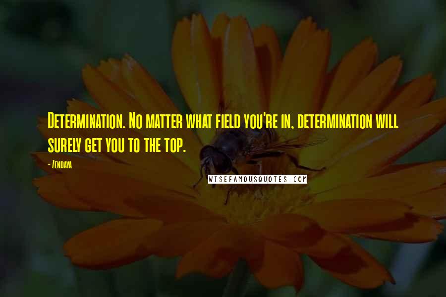 Zendaya quotes: Determination. No matter what field you're in, determination will surely get you to the top.