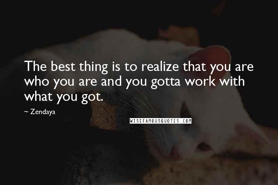 Zendaya quotes: The best thing is to realize that you are who you are and you gotta work with what you got.