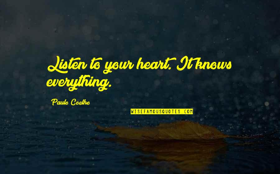 Zenouki Quotes By Paulo Coelho: Listen to your heart. It knows everything. Zenouki Quotes By Paulo Coelho: Listen to your heart. It knows everything.