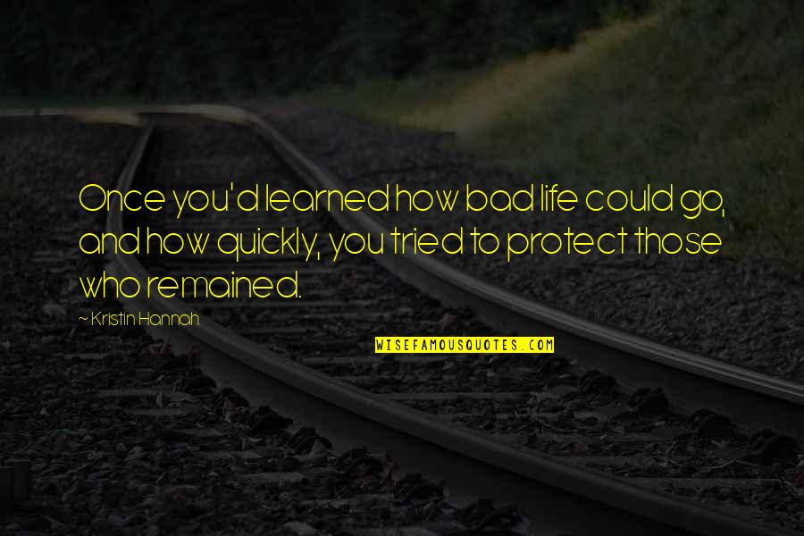 Zentrales Kraftsystem Quotes By Kristin Hannah: Once you'd learned how bad life could go,