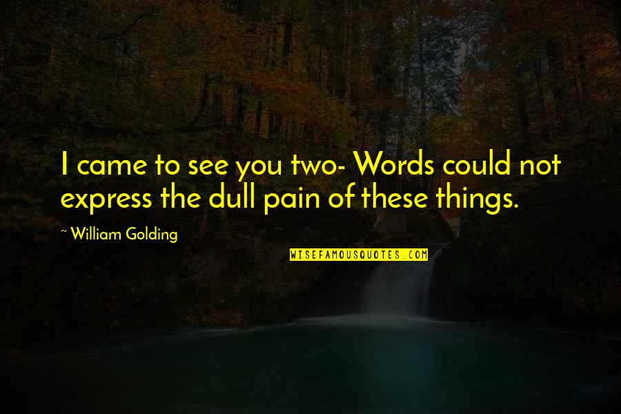 Zenzii Quotes By William Golding: I came to see you two- Words could