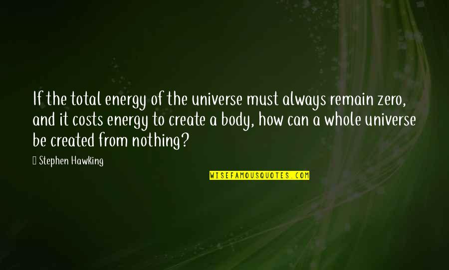 Zero Energy Quotes By Stephen Hawking: If the total energy of the universe must