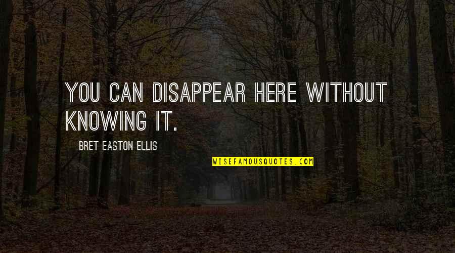 Zero Quotes By Bret Easton Ellis: You can disappear here without knowing it.