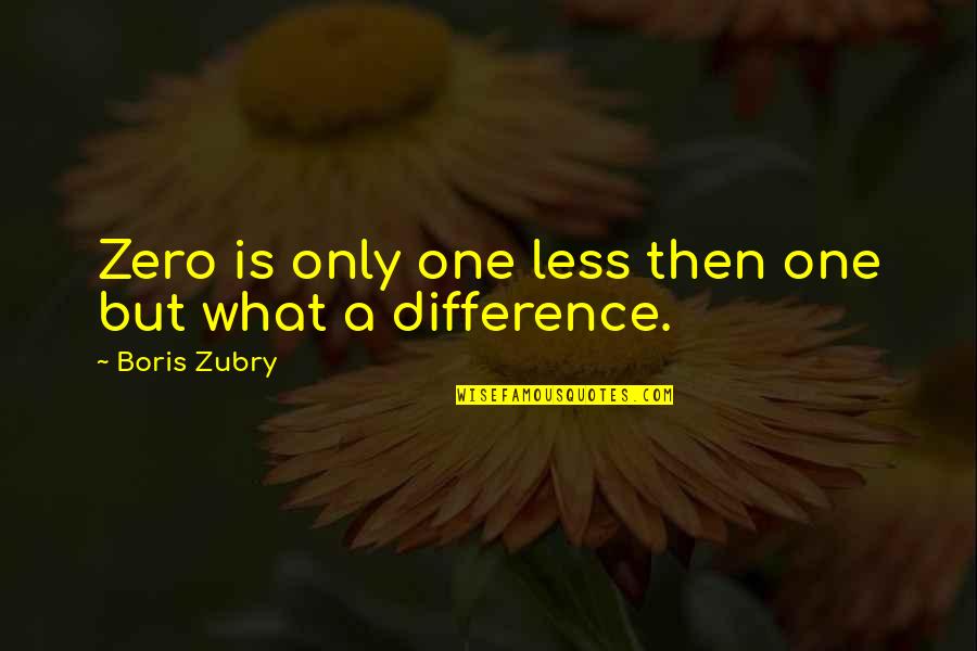 Zero To One Quotes By Boris Zubry: Zero is only one less then one but