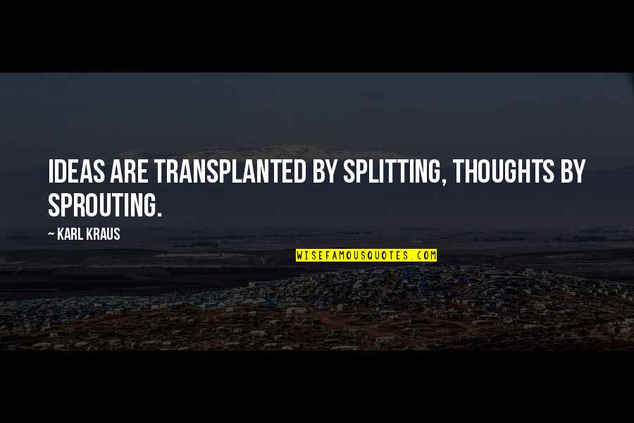 Zerubavel Islands Quotes By Karl Kraus: Ideas are transplanted by splitting, thoughts by sprouting.