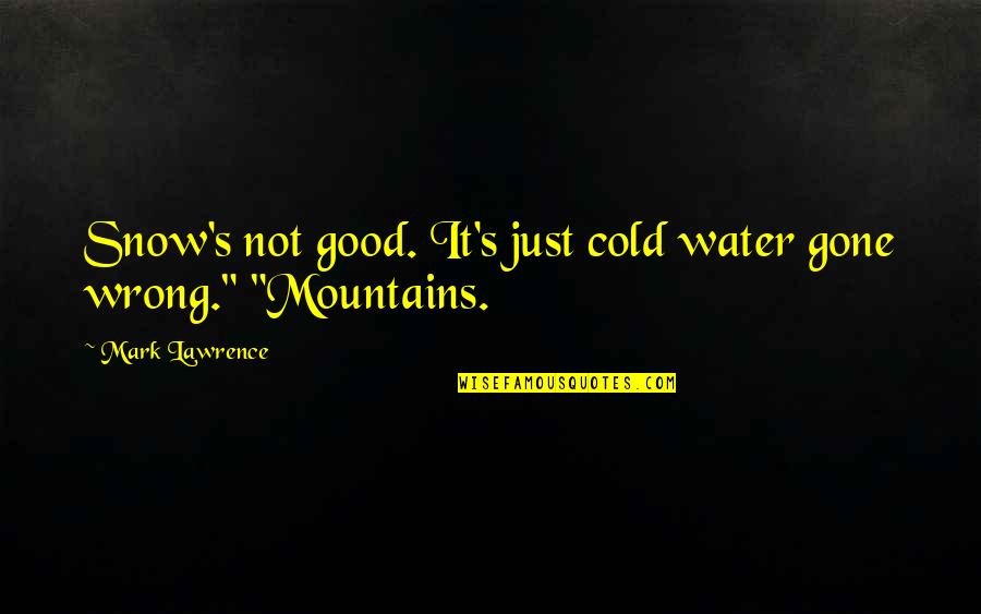 Zeuglodon Quotes By Mark Lawrence: Snow's not good. It's just cold water gone Zeuglodon Quotes By Mark Lawrence: Snow's not good. It's just cold water gone
