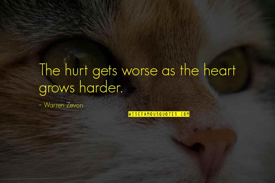 Zevon Quotes By Warren Zevon: The hurt gets worse as the heart grows