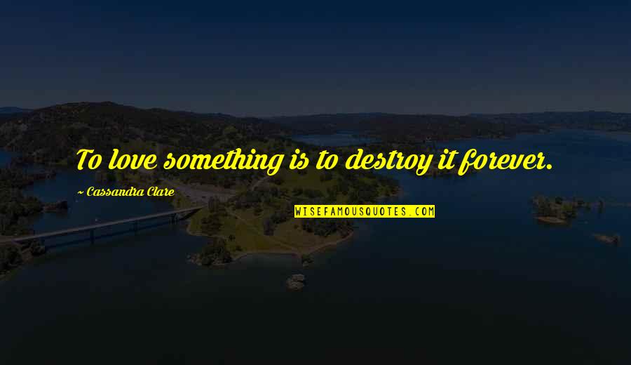 Zewditu Asfaw Quotes By Cassandra Clare: To love something is to destroy it forever.