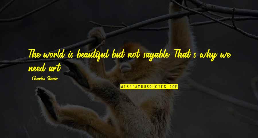 Zezinho Teves Quotes By Charles Simic: The world is beautiful but not sayable. That's Zezinho Teves Quotes By Charles Simic: The world is beautiful but not sayable. That's