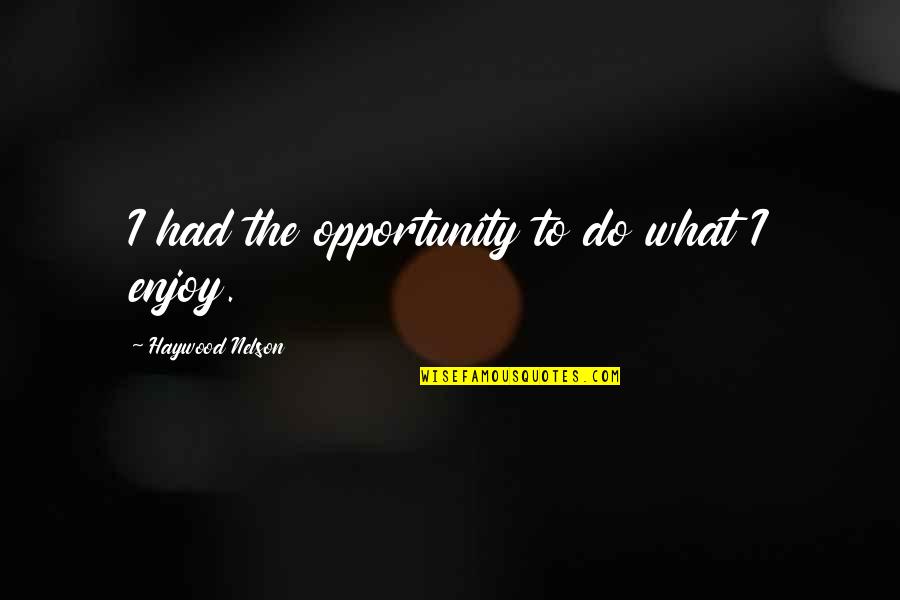 Zgjidhje E Quotes By Haywood Nelson: I had the opportunity to do what I Zgjidhje E Quotes By Haywood Nelson: I had the opportunity to do what I