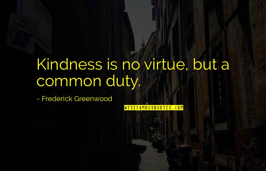 Zhang Xiaogang Quotes By Frederick Greenwood: Kindness is no virtue, but a common duty.