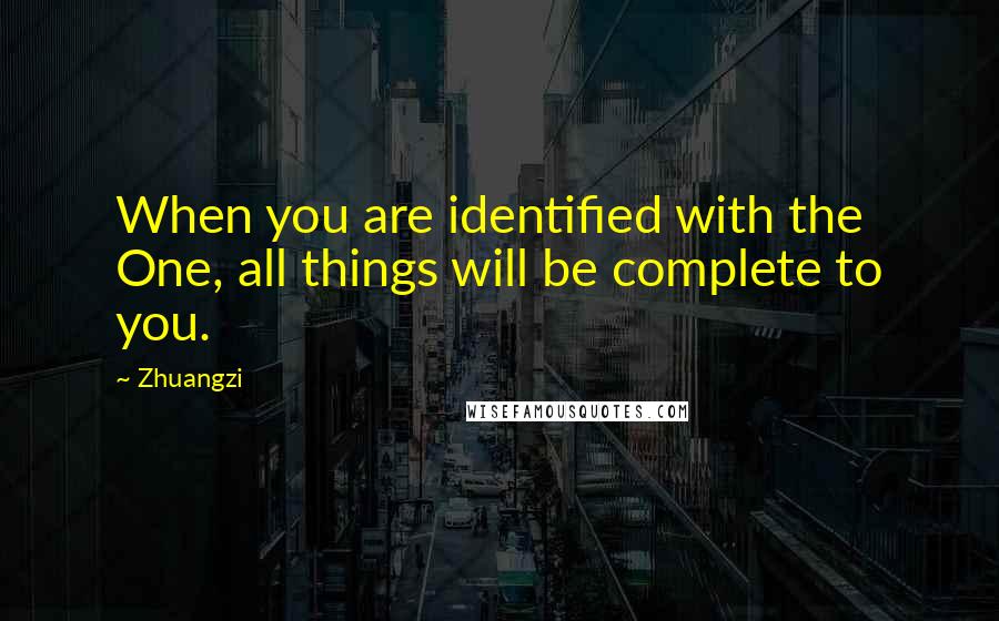 Zhuangzi quotes: When you are identified with the One, all things will be complete to you.