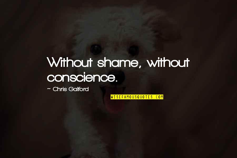 Zhuo Zhi Quotes By Chris Galford: Without shame, without conscience.