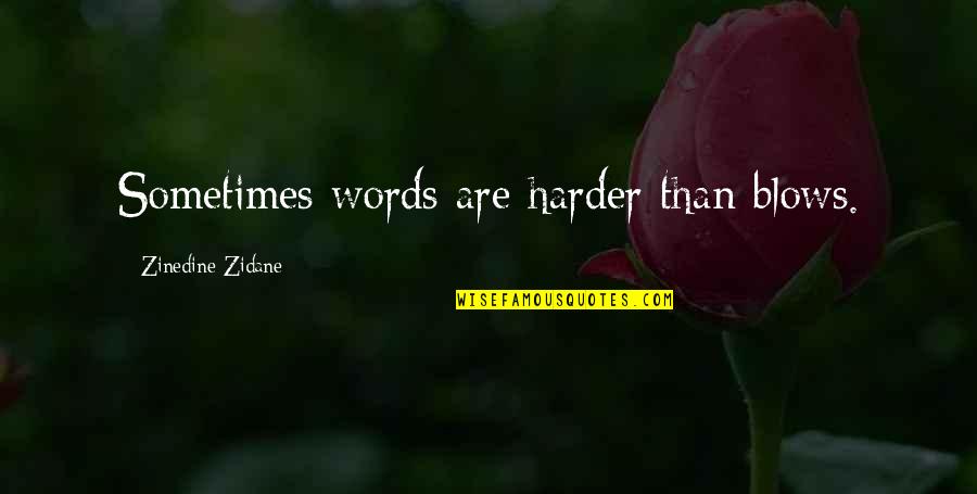 Zidane Quotes By Zinedine Zidane: Sometimes words are harder than blows. Zidane Quotes By Zinedine Zidane: Sometimes words are harder than blows.