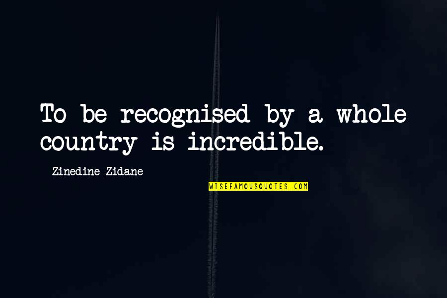 Zidane Quotes By Zinedine Zidane: To be recognised by a whole country is