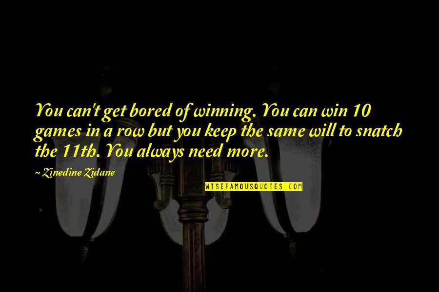 Zidane Quotes By Zinedine Zidane: You can't get bored of winning. You can