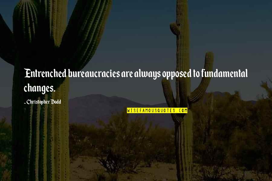 Ziegelmeiers Toasted Quotes By Christopher Dodd: Entrenched bureaucracies are always opposed to fundamental changes.