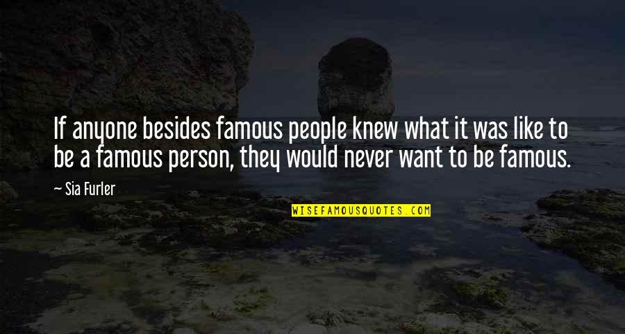 Ziegert Idaho Quotes By Sia Furler: If anyone besides famous people knew what it Ziegert Idaho Quotes By Sia Furler: If anyone besides famous people knew what it