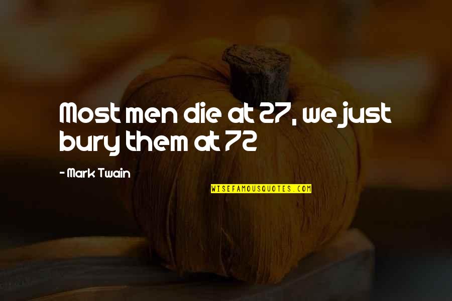 Ziemann Foundation Quotes By Mark Twain: Most men die at 27, we just bury