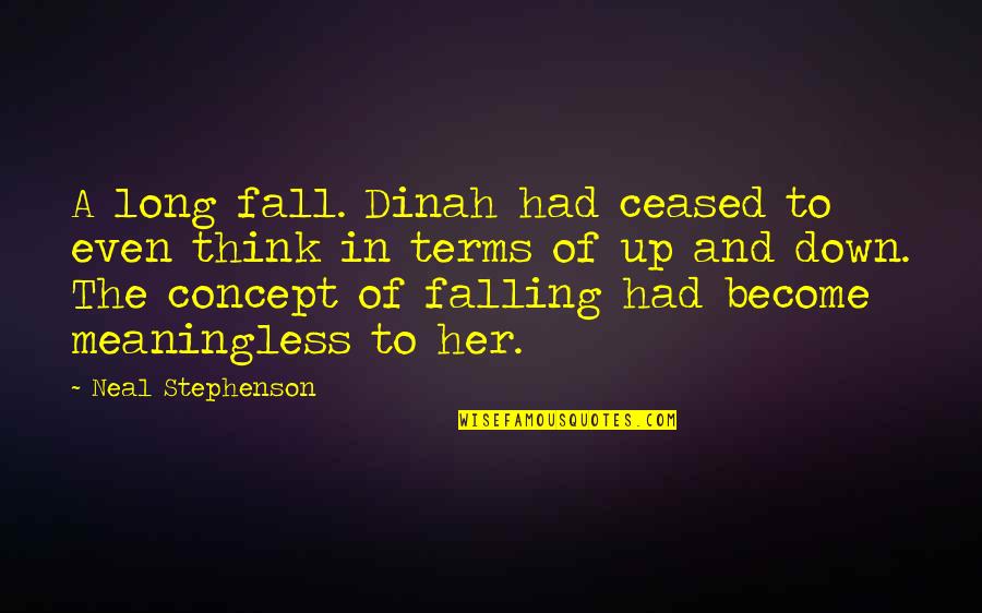 Ziener Sale Quotes By Neal Stephenson: A long fall. Dinah had ceased to even Ziener Sale Quotes By Neal Stephenson: A long fall. Dinah had ceased to even
