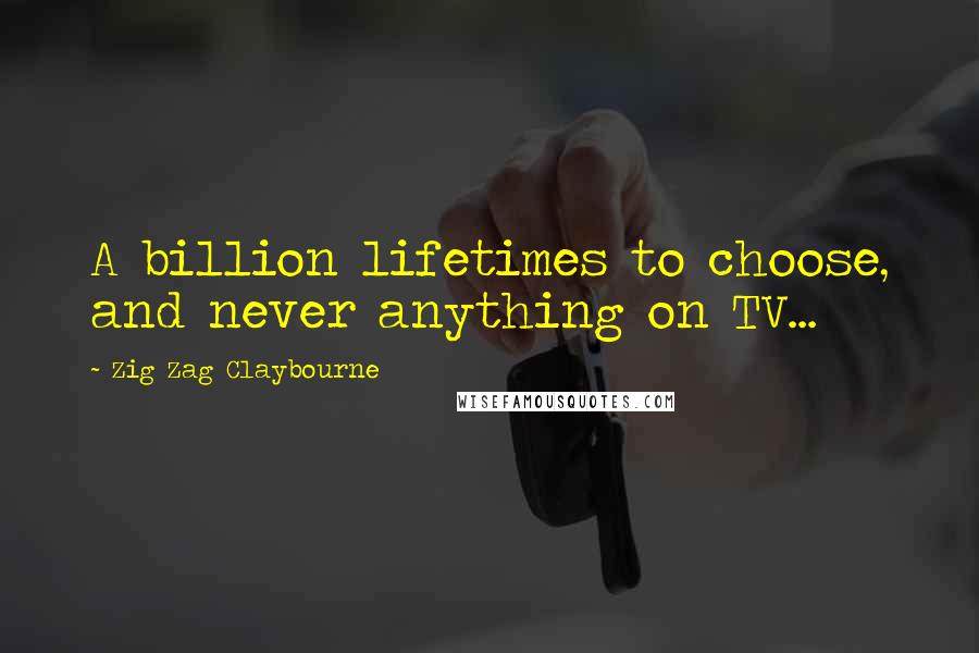 Zig Zag Claybourne quotes: A billion lifetimes to choose, and never anything on TV...