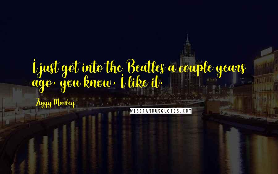 Ziggy Marley quotes: I just got into the Beatles a couple years ago, you know, I like it.