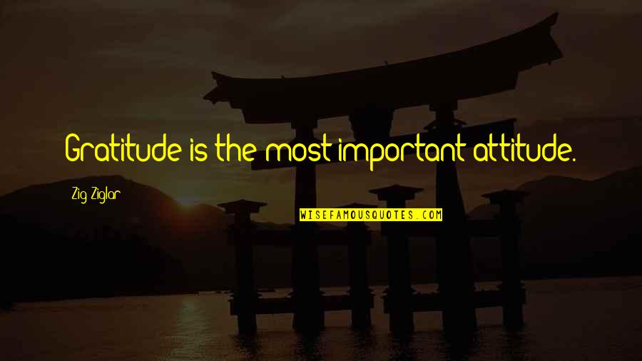 Ziglar Quotes By Zig Ziglar: Gratitude is the most important attitude.